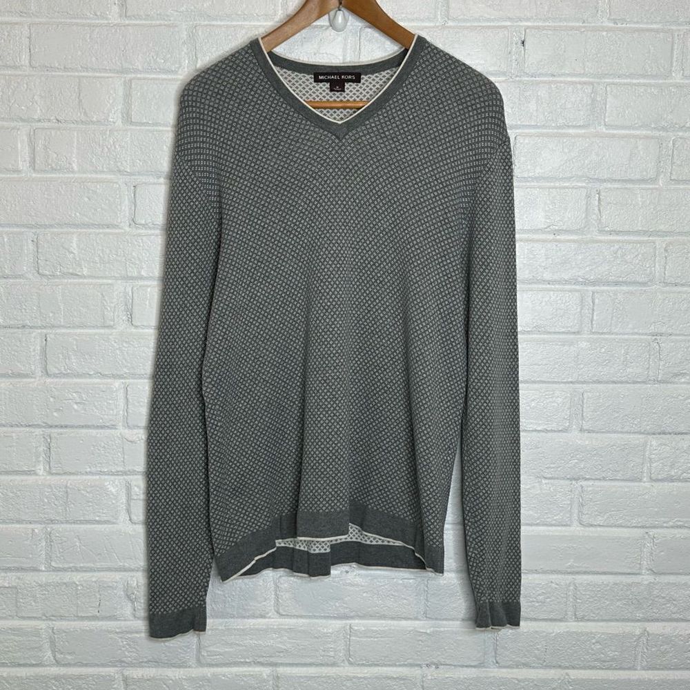 Michael Kors Gray Cotton V-Neck Sweater‎ Men's size Medium